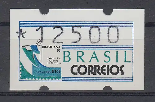 Brasilien ATM BRASILIANA'93, Mi.-Nr. 5, Wertstufe 12500 Cr. ** mit PLF XXI ** 