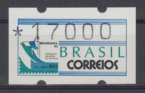 Brasilien ATM BRASILIANA'93, Mi.-Nr. 5, Wertstufe 17000 Cr. ** mit PLF XXI ** 