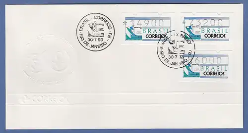 Brasilien ATM BRASILIANA'93 Mi.-Nr. 5 Wertstufe 14900 mit PLF XXI auf offiz. FDC