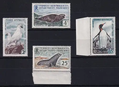 Französische Antarktis 1960 Mi.-Nr. 19-22 postfrisch ** / MNH Tiere 