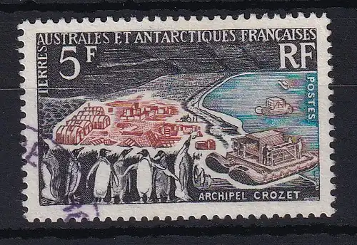 Französische Antarktis 1963 Mi.-Nr. 28 gestempelt Pinguine vor Dorf