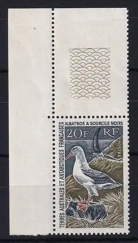 Französische Antarktis 1968 Mi.-Nr. 41 postfrisch ** / MNH Eckrandstück, Vogel