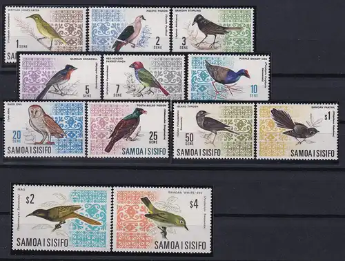 Samoa I Sisifo 1967/69 Mi.-Nr. 152-161, 199-200 postfrisch ** / MNH Vögel