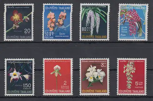 Thailand 1967 Einheimische Orchideen Satz Mi.-Nr. 493-500 ** / MNH