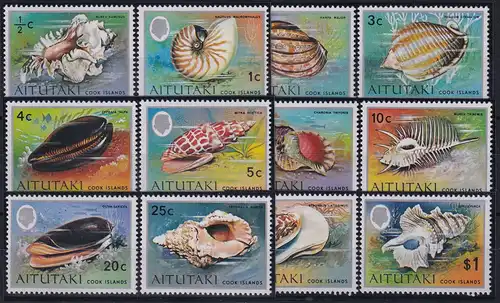 Aitutaki 1974 Mi.-Nr. 94-105 postfrisch **/ MNH Muscheln