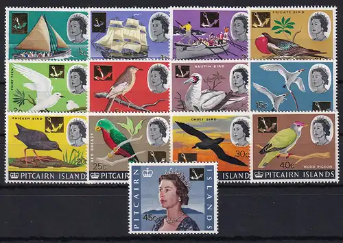Pitcairn Islands Mi.-Nr. 72-84 postfrisch **/ MNH Vögel und Schiffe