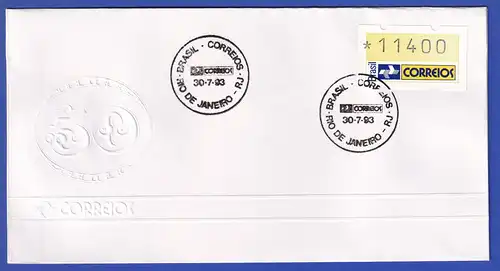 Brasilien 1993 ATM Postemblem Wert 11400 auf offiz. FDC mit So-O 30.7.93