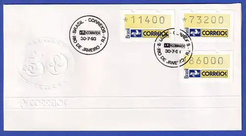 Brasilien 1993 ATM Postemblem Satz 11400-73200-186000 auf  FDC mit So-O 30.7.93