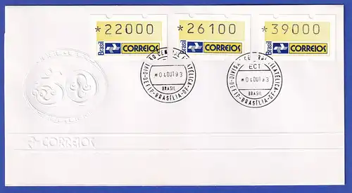 Brasilien 1993 ATM Postemblem Satz 22000-26100-39000 auf  FDC mit O 4.10.93