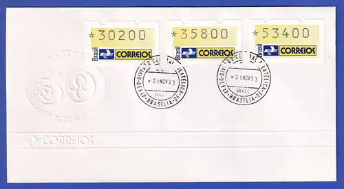 Brasilien 1993 ATM Postemblem Satz 30200-35800-53400 auf  FDC mit O 1.11.93