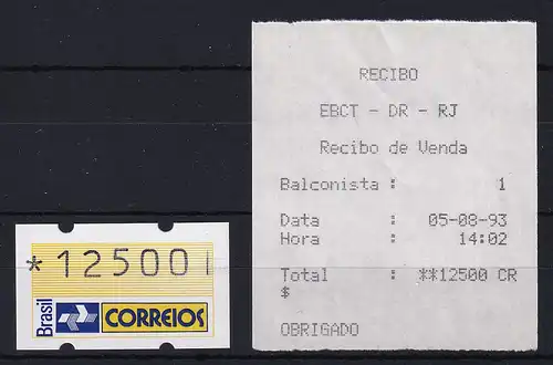 Brasilien 1993 ATM Postemblem Wertstufe 12500 postfrisch ** mit AQ Balconista: 1