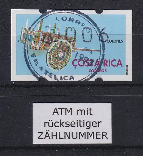 Costa Rica Klüssendorf-ATM Geschmückter Karren Wert 006 Mi-Nr. 1 mit ZN und ET-O