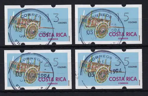 Costa Rica Klüssendorf-ATM Karren Mi-Nr. 1 Satz 13-15-25-35 gestemp.3.3.94