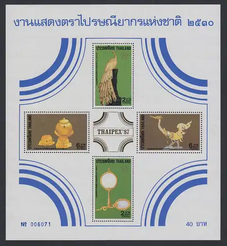 Thailand 1987 Thaipex Mi.-Nr. Block 18A ** / MNH