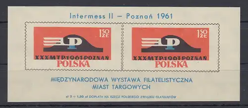 Polen / Polska 1961 Int. Briefmarkenausst. Intermess II Mi.-Nr. Block 25 ** 