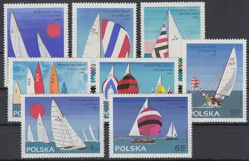 Polen / Polska 1965 Segel-Weltmeisterschaften Finn-Dingi Mi.-Nr. 1587-94 ** 
