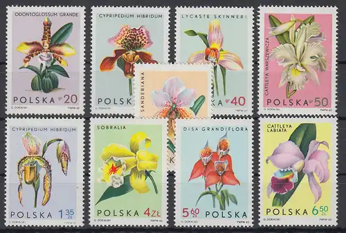 Polen / Polska 1965 Orchideen Mi.-Nr. 1612-20 ** 