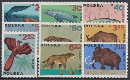 Polen / Polska 1966 Dinosaurier Mi.-Nr. 1655-63 ** 