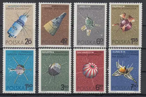 Polen / Polska 1966 Weltraumforschung (II) Mi.-Nr. 1730-37 ** 