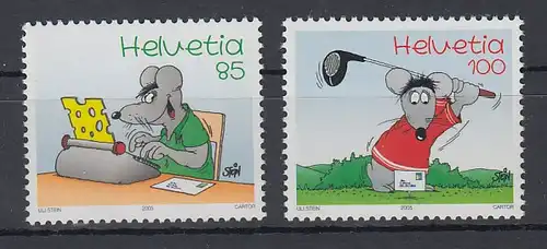 Schweiz 2005 Briefmarken Freche Maus von Uli Stein Mi.-Nr. 1915-16 Satz **  
