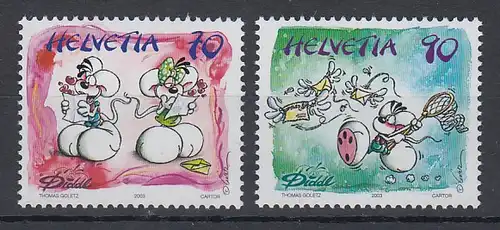 Schweiz 2003 Briefmarken Diddl - Mäuse Satz 2 Werte Mi.-Nr. 1851-52 **  