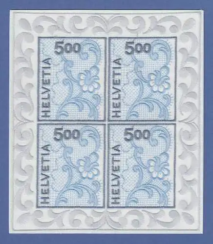 Schweiz 2000 Stickereimarke Mi.-Nr. 1726 Kleinbogen mit 4 Werten ** 