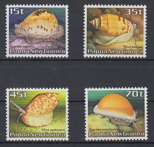 Papua Neu Guinea 1986 Meeresschnecken Satz Mi.-Nr. 516-19 ** 