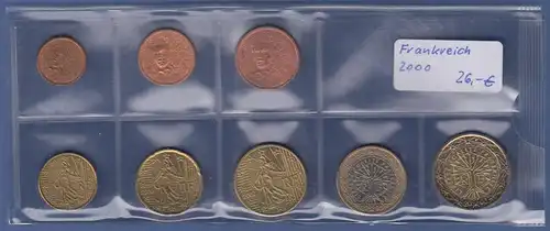 Frankreich EURO-Kursmünzensatz Jahrgang 2000 bankfrisch / unzirkuliert