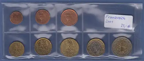 Frankreich EURO-Kursmünzensatz Jahrgang 2001 bankfrisch / unzirkuliert