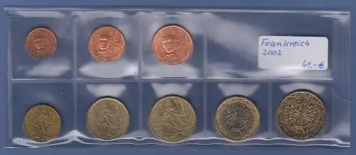 Frankreich EURO-Kursmünzensatz Jahrgang 2002 bankfrisch / unzirkuliert