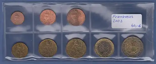Frankreich EURO-Kursmünzensatz Jahrgang 2003 bankfrisch / unzirkuliert