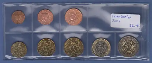 Frankreich EURO-Kursmünzensatz Jahrgang 2007 bankfrisch / unzirkuliert
