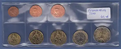 Frankreich EURO-Kursmünzensatz Jahrgang 2010 bankfrisch / unzirkuliert