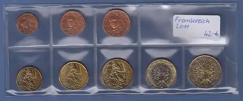 Frankreich EURO-Kursmünzensatz Jahrgang 2011 bankfrisch / unzirkuliert