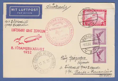 Dt. Reich Zeppelin LZ 127 8. Südamerikafahrt 1932 Berlin-Anschlussflug > Recife 