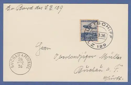 Zeppelin LZ129 Hindenburg Bordpostkarte mit O 23.3.36 