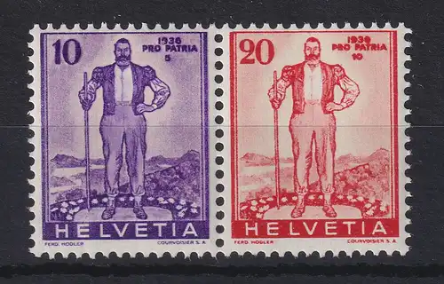 Schweiz 1936 Zusammendruck 10-20 aus Block 2 postfrisch **