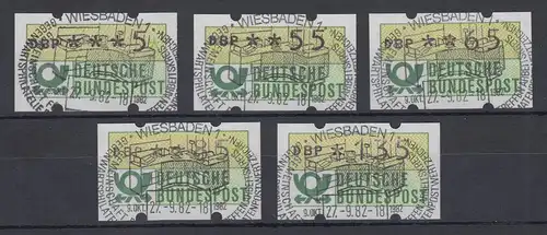 Deutschland ATM Mi.-Nr 1.1hu Satz 5 Werte 5-135 Pfg VS4 mit ET-Sonderstempel 