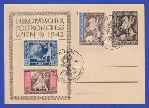 Dt. Reich Postkongress-Übereinkunft Mi.-Nr. 823-25 auf Karte mit So.-O WIEN 