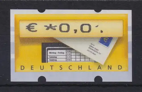 Deutschland ATM Briefkasten Mi.-Nr. 5 Teildruck, oberer Teil der 1 fehlt 