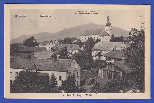 AK Arnbruck im bayerischen Wald Ausblick auf Riedelstein etc., gelaufen 1929