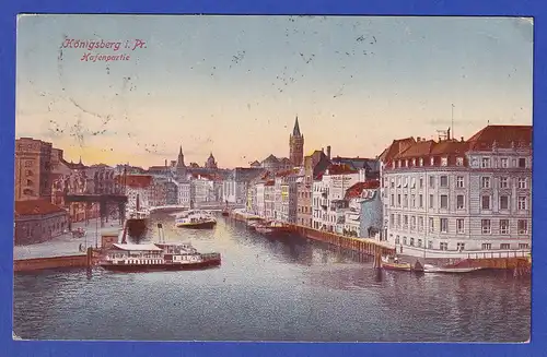 AK Königsberg i. Pr. Hafenpartie, gelaufen 1923