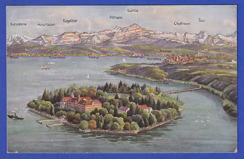 AK Bodensee Insel Mainau, gelaufen 1935