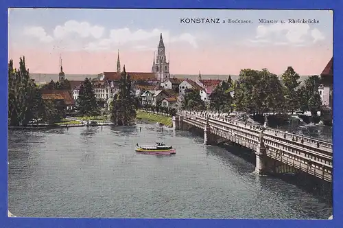 AK Konstanz am Bodensee Münster u. Rheinbrücke, gelaufen 1933