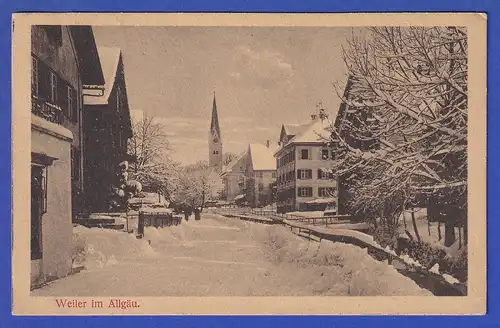AK Weiler im Allgäu Stadt bei Schnee, gelaufen 1925
