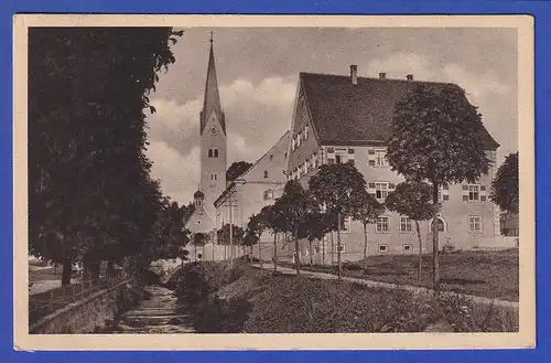 AK Luftkurort Weiler im Allgäu mit Rathaus und Kapelle, gelaufen 1924