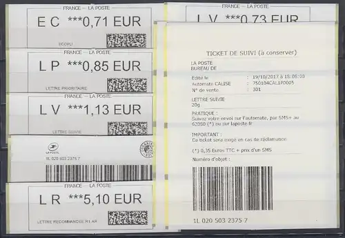 Frankreich ATM 2017 Typ Calise Satz 7 Werte ** 