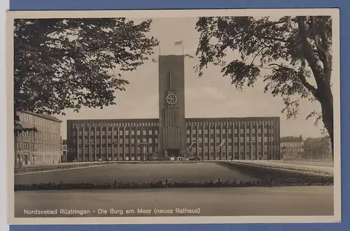 AK Nordseebad Rüstringen Neues Rathaus "Die Burg am Meer"  gelaufen 1930