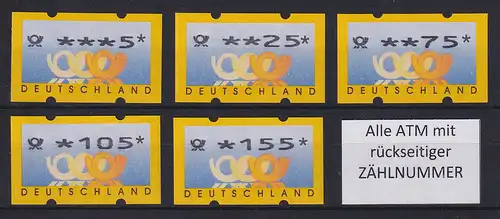 ATM Deutschland Posthörner Mi.-Nr. 3.2 Serie 5-25-75-105-155 ** mit Nr.