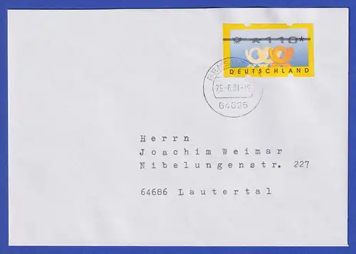 ATM Deutschland Posthörner Mi.-Nr. 3.2 Wert 110 dünn durchbalkt auf Brief, 2001